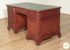 5ft Distressed Mahogany Regency Partner's Desk w/ Leather