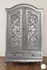 Silver Leaf Rococo Armoire Wardrobe