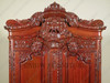 Large Ornate Pecan Carved Armoire Wardrobe (55W x 99H)