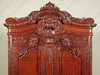 Large Ornate Pecan Carved Armoire Wardrobe (55W x 99H)
