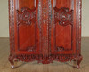 Pecan Finish Ornate Carved Armoire Wardrobe (99H 55W 25D)