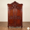 Large Ornate Pecan Carved Armoire Wardrobe (55W x 99H)