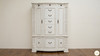 Ornate White Storage Armoire with Drawers and Doors