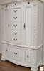 Ornate White Storage Armoire with Drawers and Doors