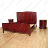 3-Pc Solid Mahogany Rosewood Inlaid King Panel Bed w/ Nightstands Set
