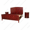 3-Pc Solid Mahogany Rosewood Inlaid King Panel Bed w/ Nightstands Set