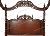 Mahogany Ornately Carved Statue Canopy Bed
