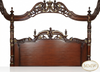 Ornate Mahogany Four Poster Canopy Bed w/ Cherub Details