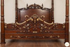 Ornate Mahogany Four Poster Canopy Bed w/ Cherub Details