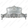 Antiqued Silver Leaf French Rococo Carved Panel Bed