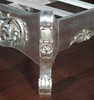 Antiqued Silver Leaf French Rococo Carved Panel Bed