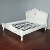 White Rococo Carved Panel Bed