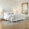 Antique White Rattan Country Cottage Bed