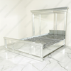 Modern Mirrored Silver Leaf Panel Bed w/ Tall Headboard