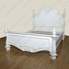 Shabby Chic French‑Style Hand‑Carved Distressed White Bed