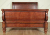 Elegant Carved Mahogany Sleigh Bed Frame with Scroll Legs