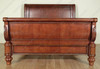 Elegant Carved Mahogany Sleigh Bed Frame with Scroll Legs