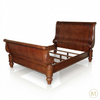 Elegant Carved Mahogany Sleigh Bed Frame with Scroll Legs