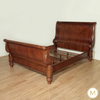 Elegant Carved Mahogany Sleigh Bed Frame with Scroll Legs
