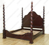 Dark Mahogany Four Post Barley Twist Poster Bed (Ca. King)