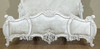 Solid Mahogany Antiqued White Finish French Rococo King Bed