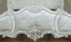 Solid Mahogany Antiqued White Finish French Rococo King Bed