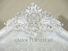 Solid Mahogany Antiqued White Finish French Rococo King Bed