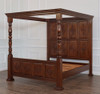 Light Walnut Canopy Bed w/ Diamond Paneled Headboard