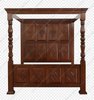 Light Walnut Canopy Bed w/ Diamond Paneled Headboard