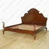 Solid Mahogany Hand Carved E. King Panel Bed w/ Scrolls