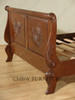 Carved Sleigh Style Panel Bed