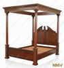 Walnut Roman Four Post Canopy Bed (Queen)