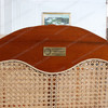 Pecan Cane Rattan Country Farmhouse Panel Bed