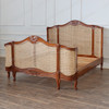 Pecan Cane Rattan Country Farmhouse Bed