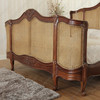 Pecan Cane Rattan Country Farmhouse Panel Bed