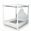 White Carved Four Poster Canopy Bed