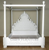 White Carved Four Poster Canopy Bed