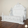 White Neoclassical Empire Revival Hand-Carved Bed
