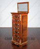 Burl Walnut French 7-Drawer Jewelry Chest