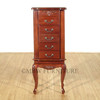 Antiqued Mahogany 5 Drawer Jewelry Chest Armoire w/ Mirror