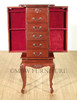 Antiqued Mahogany 5 Drawer Jewelry Chest Armoire w/ Mirror