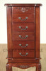Antiqued Mahogany 5 Drawer Jewelry Chest Armoire w/ Mirror