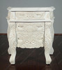 Antiqued White Rococo Nightstand / Bedside Table/Chest