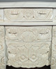 Antiqued White Rococo Nightstand / Bedside Table/Chest