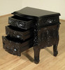 Black Rococo 3 Drawer Nightstand / Bedside Table/Chest