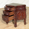 Solid Mahogany Rococo 3 Drawer Bedside Table Nightstand