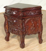 Solid Mahogany Rococo 3 Drawer Bedside Table Nightstand