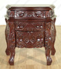 Solid Mahogany Rococo 3 Drawer Bedside Table Nightstand