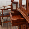 Hand-Carved Mahogany China Cabinet with Glass Doors and Storage Base