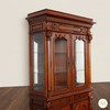 Hand-Carved Mahogany China Cabinet with Glass Doors and Storage Base